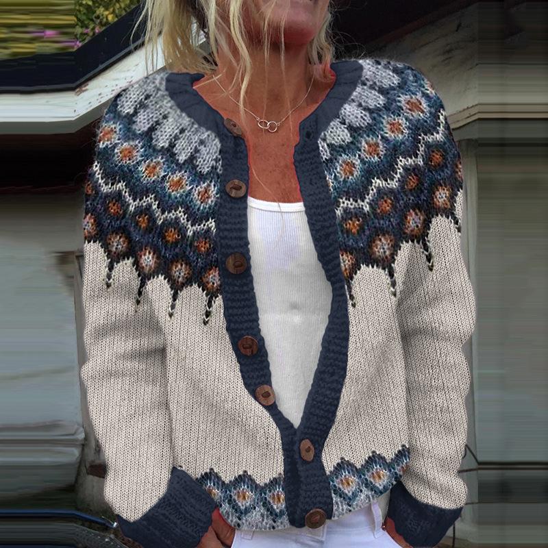 2026 foreign trade new 3D digital printing cardigan knitted jacket women's clothing early spring and autumn factory wholesale