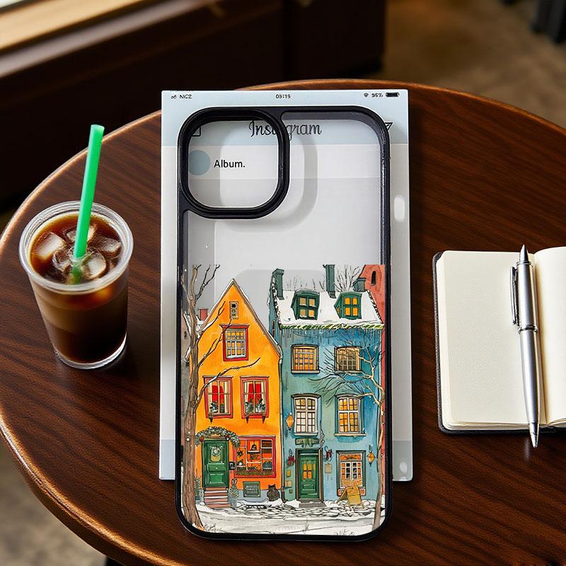The City Winter Street Snow Scene Winter Phone Case for Iphone 17 Air 17 Pro Max 16 15 14 13 Pro Plus 13 12 Mini XR 7 8 Covers
