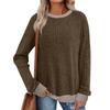 Women's Winter Color-Block Printed Lightweight Brushed-Cotton Round Neck Top