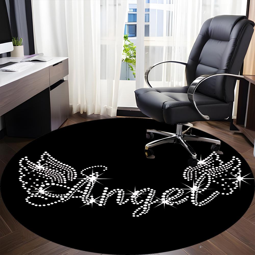 1pc Angel Rhinestone Chair Carpet for Office, Non slip, Soft and Durable Office Rug for Interior Decoration