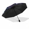 Crystal Rose Automatic Folding Umbrella: Portable 3-Fold Design with 8-Bone Iron Frame, Perfect for Outdoor Use, Festive Gifts, Travel, Dail
