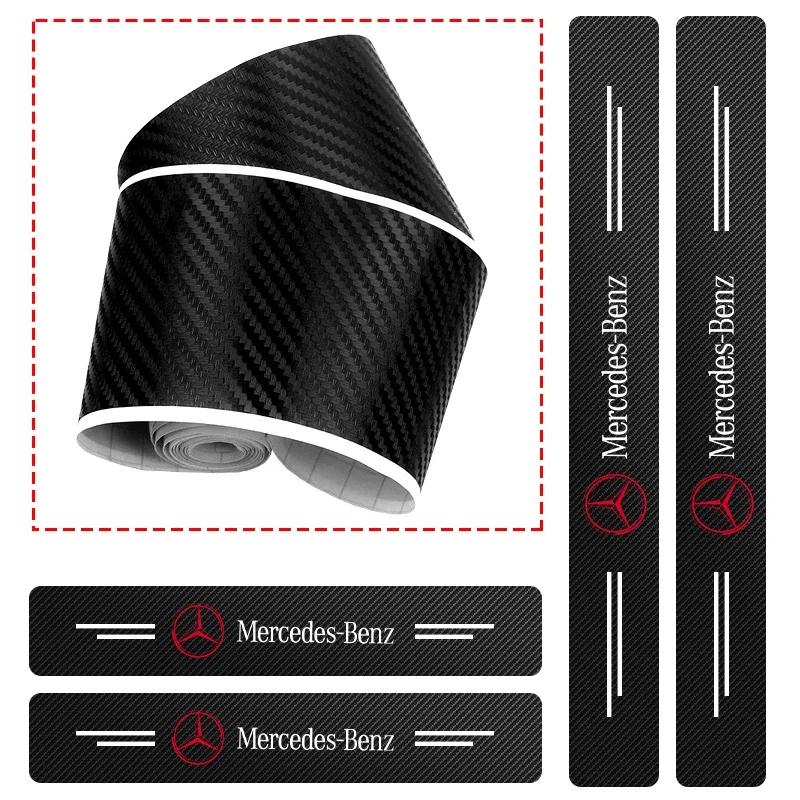 FBK3   4Pcs Carbon Fiber Car Sticker Strip Auto Door Threshold for Mercedes benz W211 W203 W204 W210 W124 W202 CLA W212 W220 W205