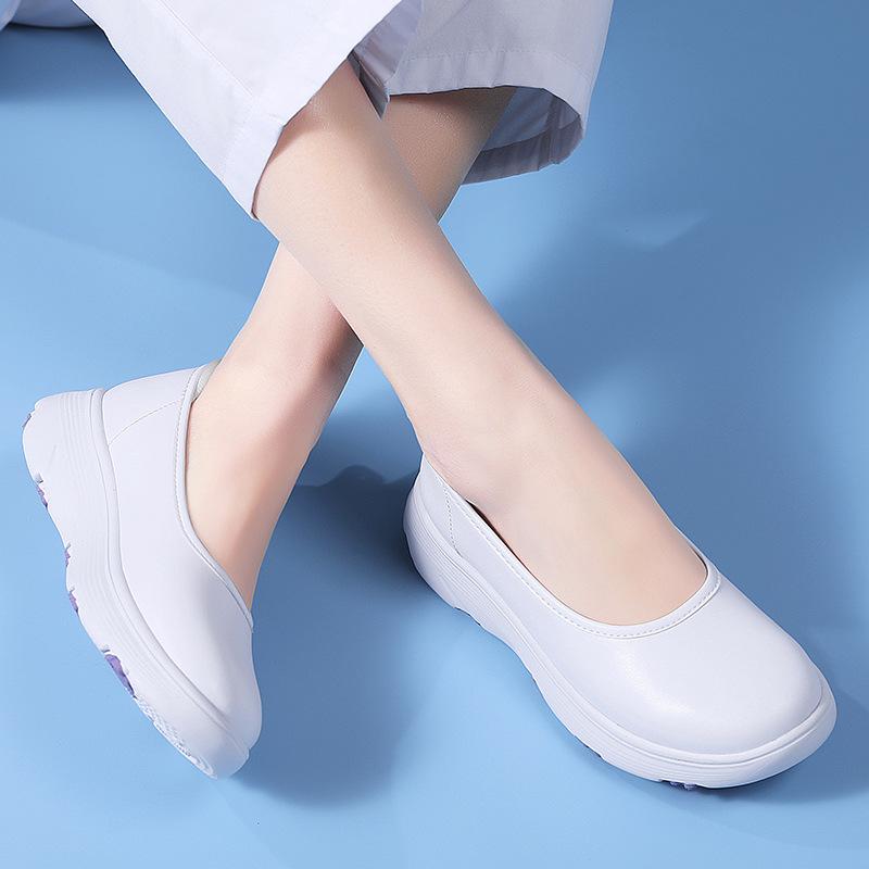 Zapatos de Plataforma para Enfermera para Mujer Cómodos Transpirables Antideslizantes Zapatillas Trabajo Enfermería Cuero Zapatos Casuales Ligeros Mocasines para Caminar para Mujer