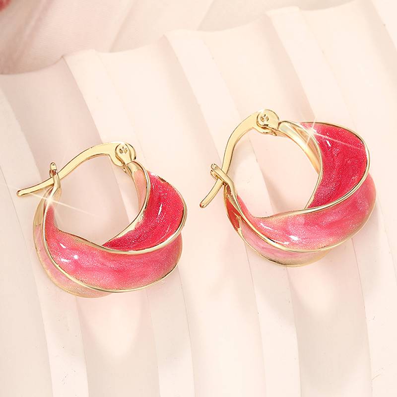 

Huitan Luxury Fresh Style Women Hoop Earrings Basket Design Fashion Party Female Accessories Aesthetic Wedding Metal Zircon