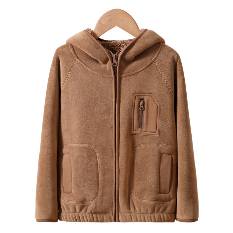 Children's Autumn Winter Fleece-Lined Thickened Jacket New Boys Girls Parent-Child Matching Jacket Top Warm New Year Battle Shirt