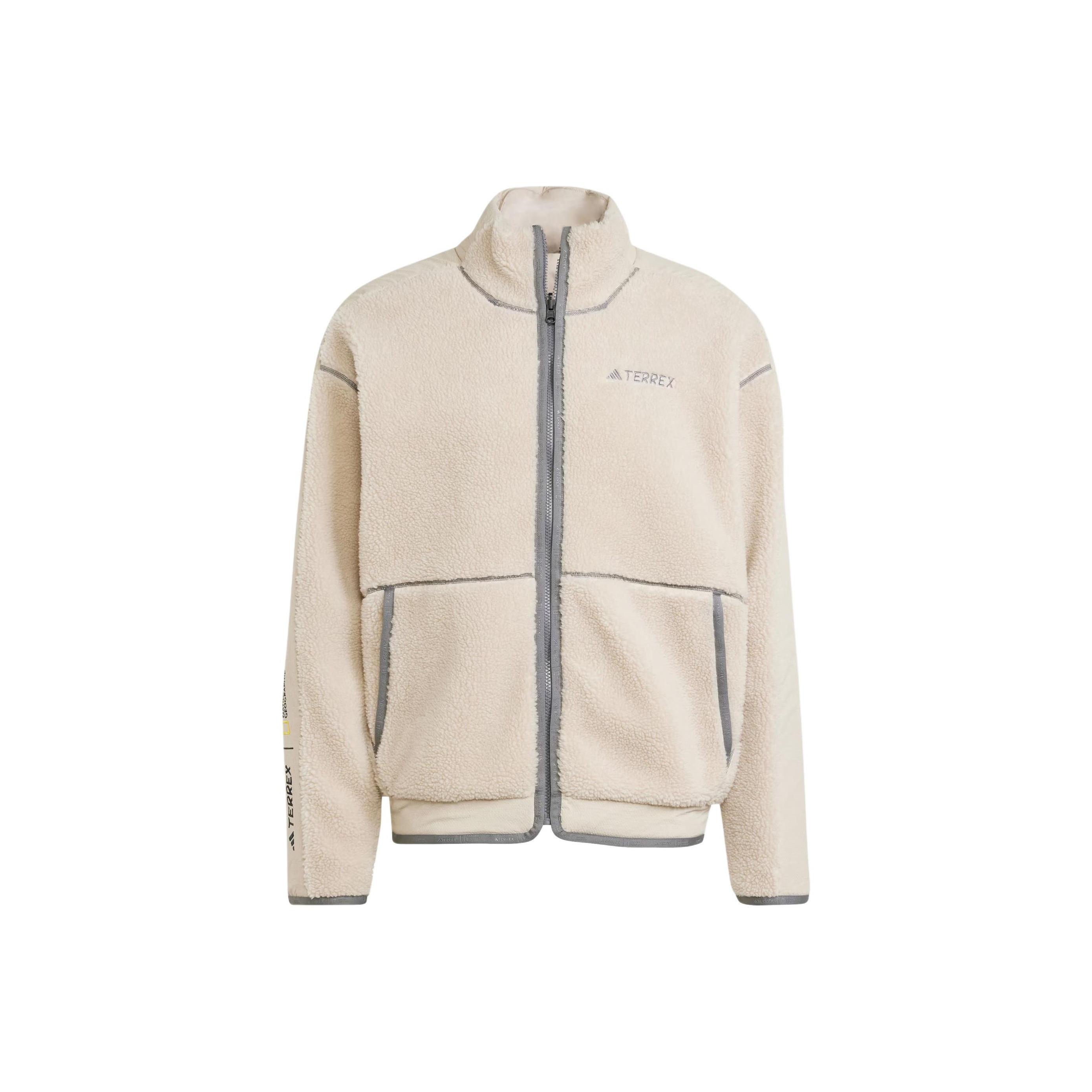 Adidas Terrex National Geographic Unisex High Pile Fleece Jacket Aluminum JJ4355 XL