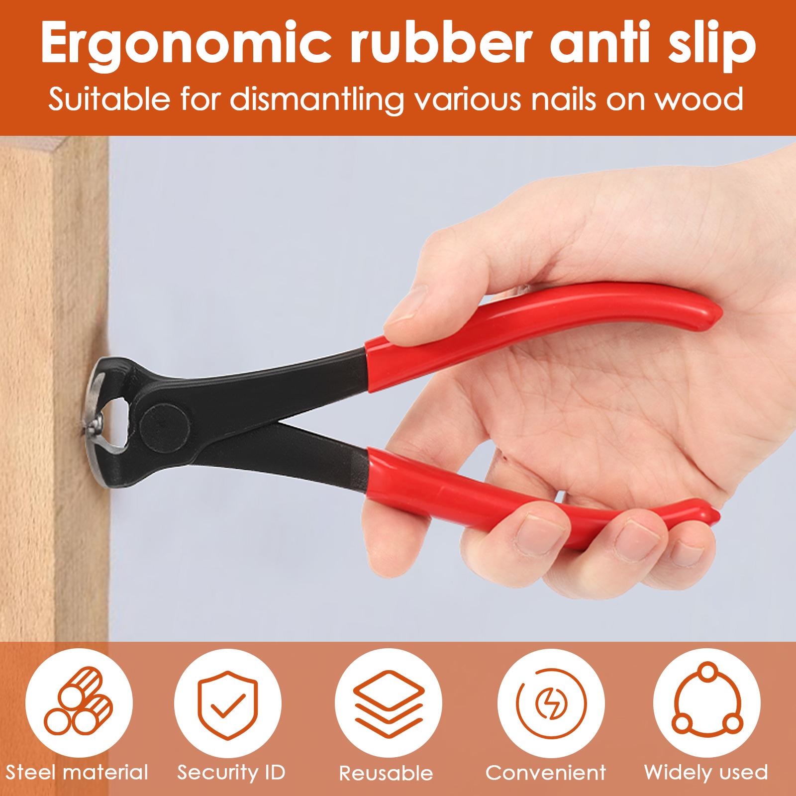 4Pcs Nail Removal Tool Set with Upholstery Staple Remover V Tip Tack Puller U Tip Tack Puller and End Cutting Plier for Floor