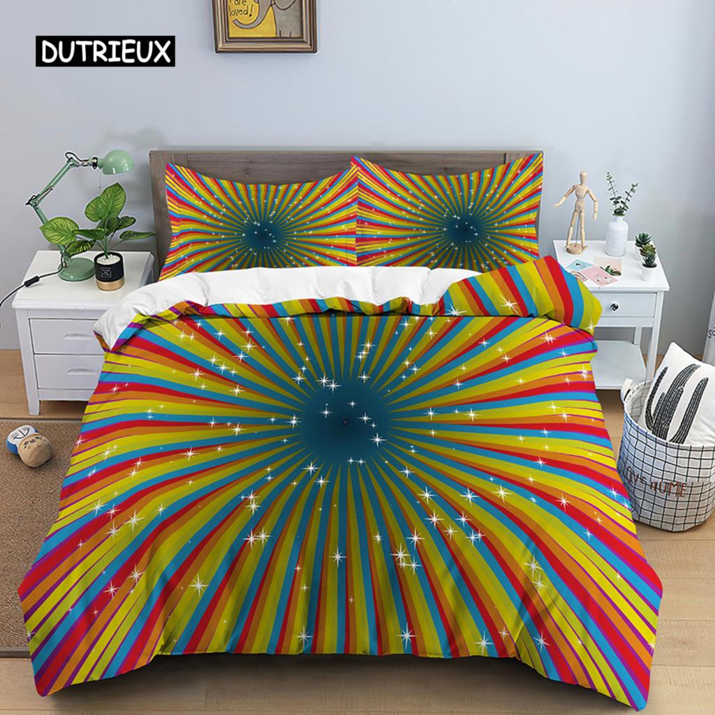 Abstract Psychedelic Bedding Set Mystic Duvet Cover Set Pillowcase Quilt Cover EU Double King Size Youth Polyester Quilt Cover