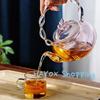 700ml Cam Demlik Çay Su Ayırma Saplı Demlik Yaratıcı Pembe Kelebek Düğmeli Çiçek Çay Takımı Yüksek Sıcaklığa Dayanıklı Fincan