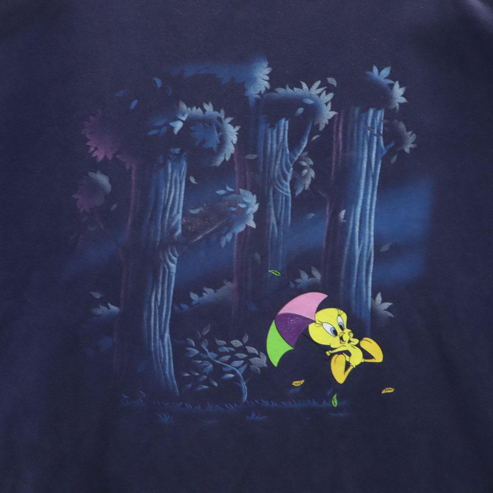 LOONEY TUNES 90s Old Long sleeve sweat trainer Tweety Fleece Lining Men's Used