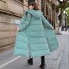 High Quality Fashion Autumn Witner Women's X-long Hooded Winter Down Parka Ladies Warm Slim Split Jacket Coat Female