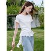 Betu Women's Irregular Pleated Slim Fit T-shirt