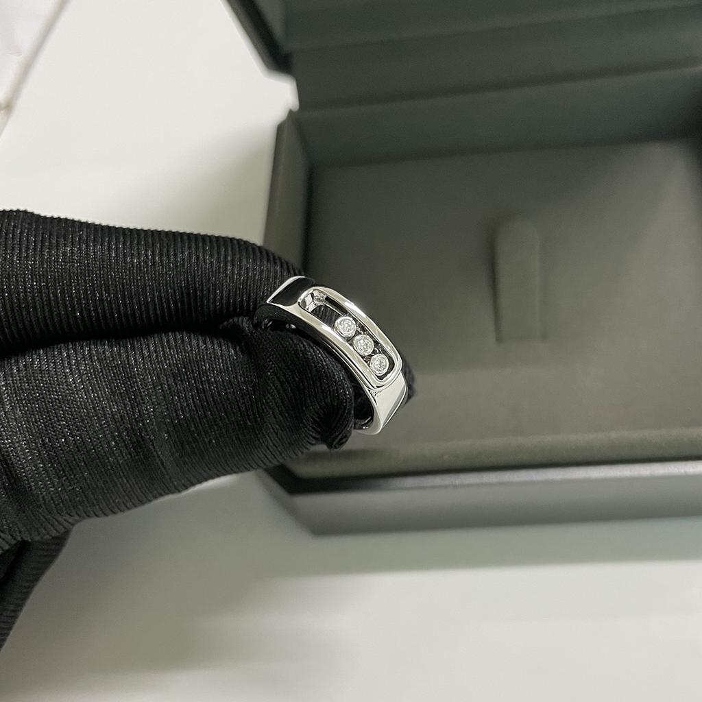 925 silver gold-plated classic three diamond belt ring. Mobile diamonds