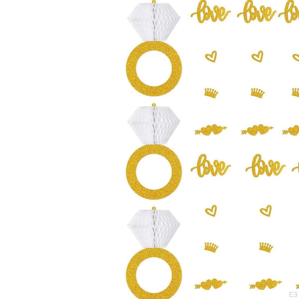 Honeycomb Diamond Banner Hanging Ornament Engagement Party Decoration for Proposal Supplies