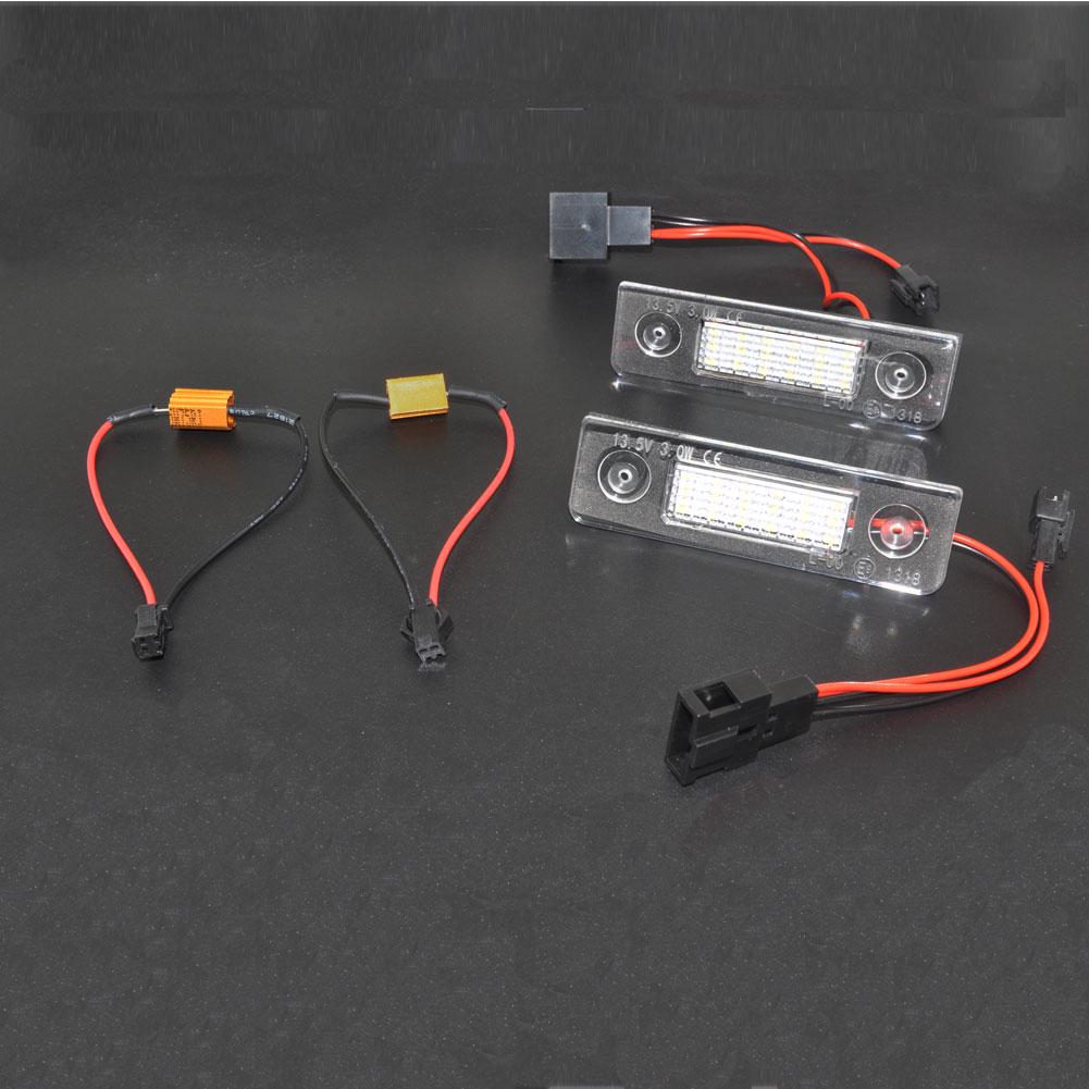 2X Car White Canbus Flawless LED License Plate Light for Skoda
