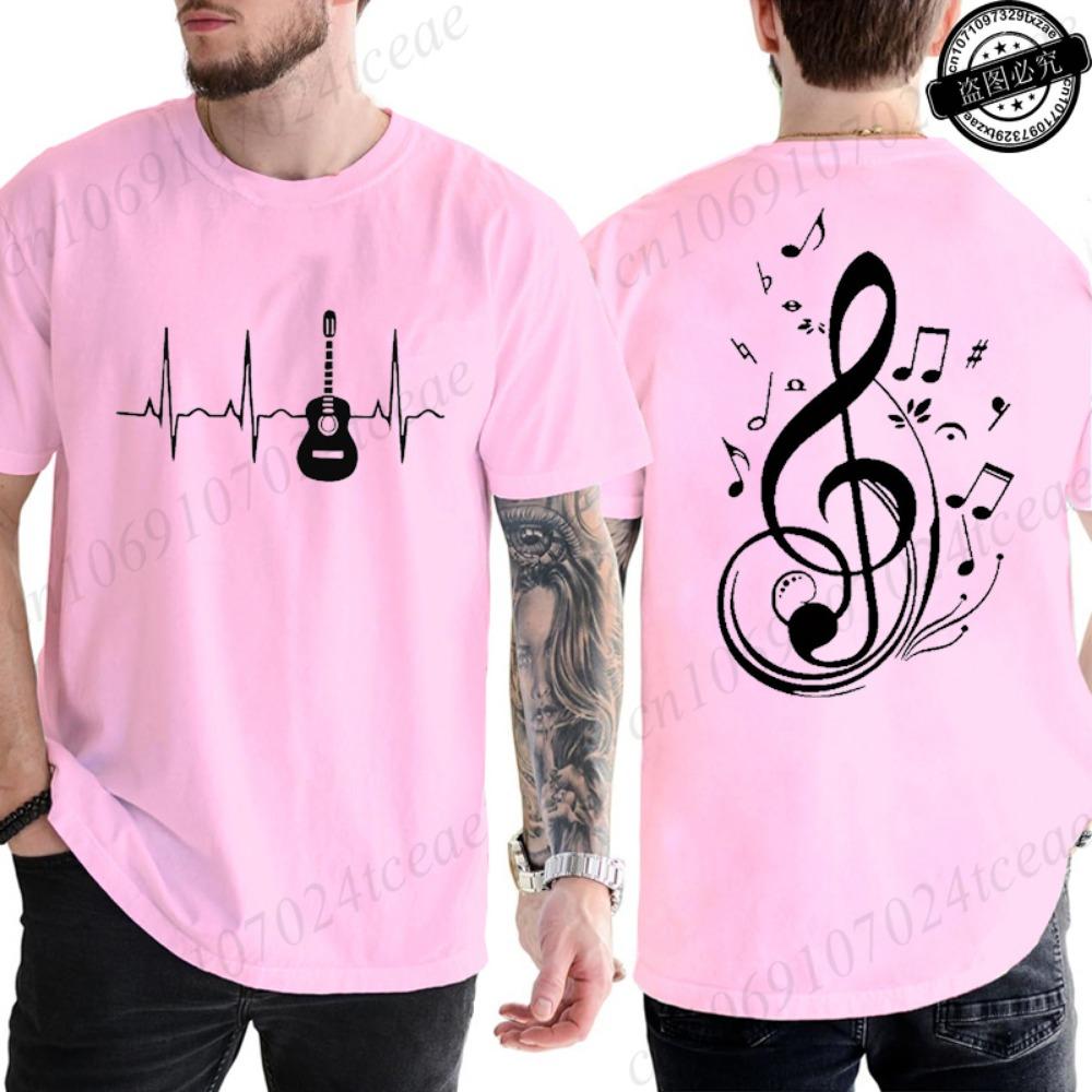 Men Women Music Notes Print T-Shirt Summer Casual Streetwear Round Neck Short Sleeve Tee