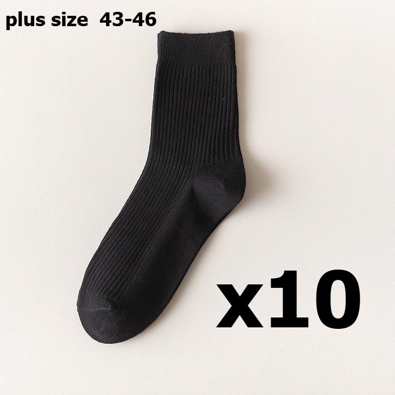 

5/10 пар мужских хлопковых носков в вертикальную полоску, дышащие носки до середины голени, деловые спортивные носки plus size чёрный