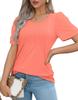 Pleated Round Neck Short Sleeve Women's T-Shirt - New 2024 European & American Style