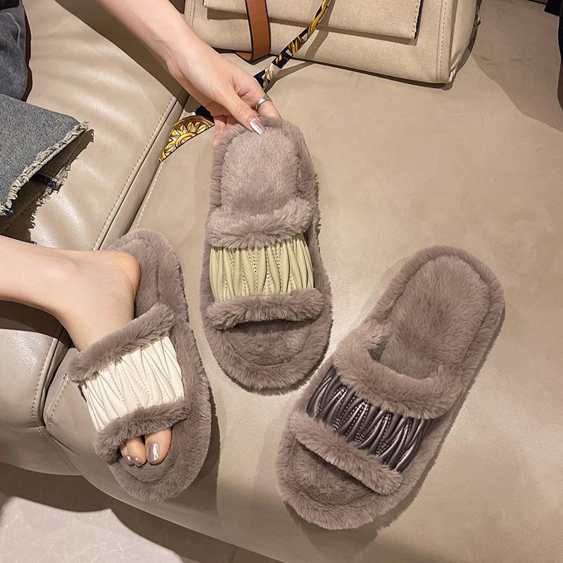 Fashion Fashion Women Slippers Cotton Plush Warm Female Light EVA Flat Bottom Non-slip Comfortable Slides Winter Autumn House Shoes