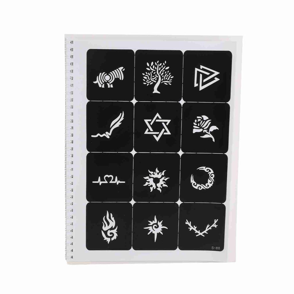 Temporary Tattoos Stencils 204 Patterns Water Resistant Reusable Hollow Out Body Art Stencil for Cosplay
