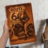 Vintage Route 66 Motorcycle Sign - Retro Aluminum Wall Art for Cafe & Bar Decor
