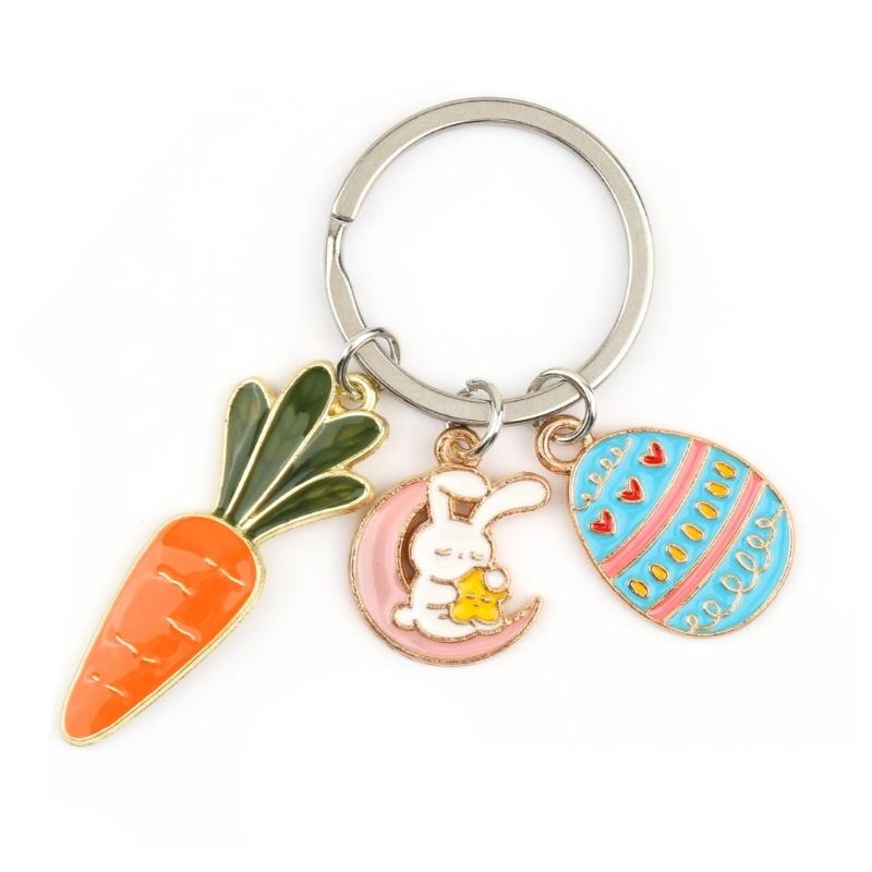 Sturdy Alloy Rabbits Keychain With Enameled Drip Designs For Keys Bags And Gifts