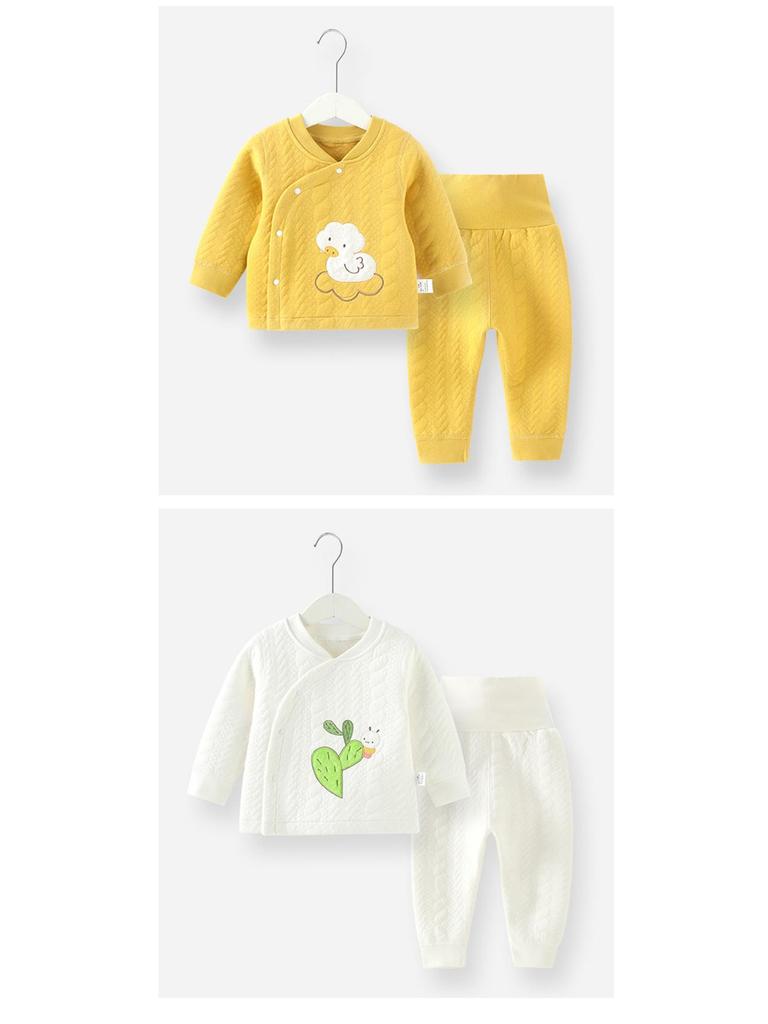 Unisex Baby Quilted Cotton Clothing Set for Spring, Autumn, Winter - Thick, Warm, Temperature Locking