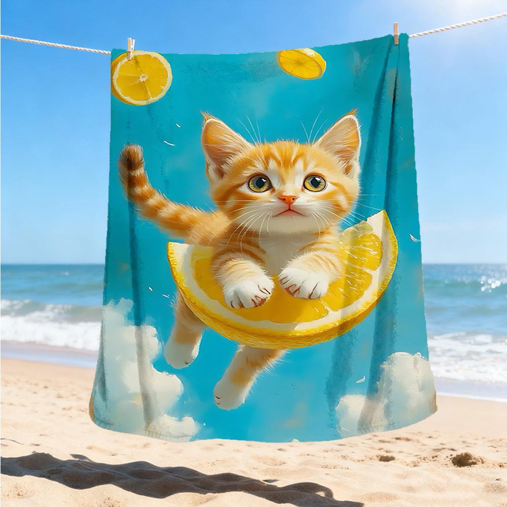 1 Stück Zitrone Katze Outdoor-Decke - Weiches Flanell Gemütlich für Reisen & Camping - Ganzjahres Warme Bettdecke, Maschinenwaschbar yy251229098
