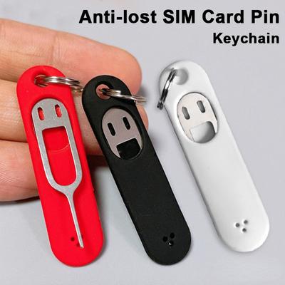 1 stücke Silikon SIM Karte Pin Abdeckung Schlüsselbund Telefon ID Karte Tray Pins Anti-verloren Schlüssel Ketten Edelstahl Entfernung nadel Fingerhut