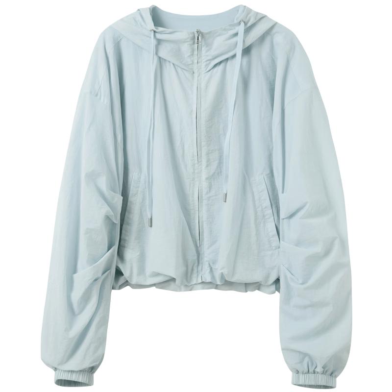 SanCai Women s Loose Hooded Short Zipper Cardigan S