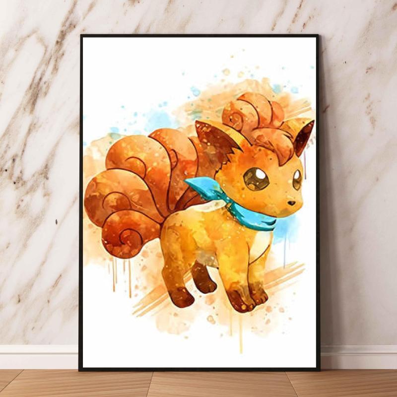 Japanese Anime Canvas Paintings Pokemon Eeveelution Watercolor Style High Quality Art Children Gifts Living Room Home Decoration