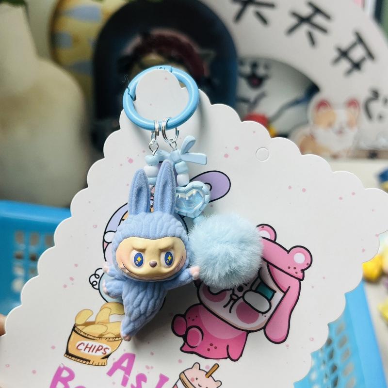 Flocking Mini Yoga Keychain Doll Bag Pendant Cute Schoolbag Gift Hanging Keychain