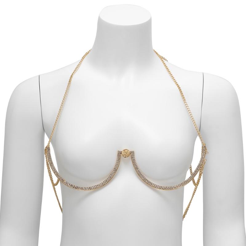 Body Jewelry Chest Bracket Bras Chain Body Chain Bra For Women Sexy for Rhinestone U-Shaped Bikini Chest Bracket Bra Cha