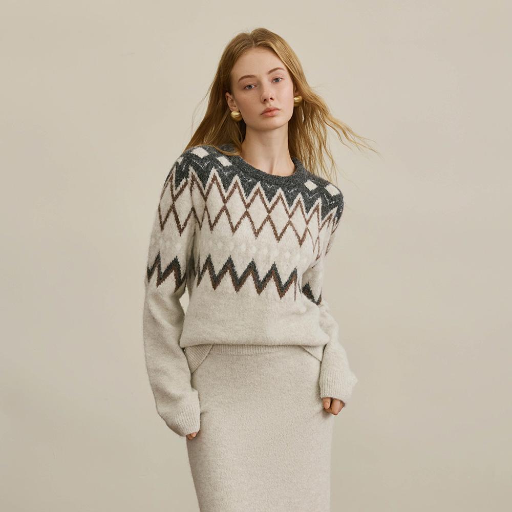 Waiwaiaiem Yy_Fair Isle Casual Knitted Top