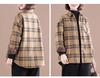 Women's Winter Brushed Plaid Long Sleeve Mid-Length Coat
