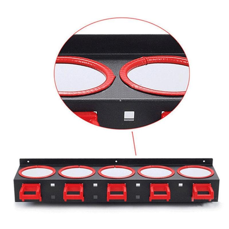 Wall Mount Sprays Bottle Organizers with 5 Hook Vehicle Care Tool Rack Sprays Can & Bottle Bracket for Garage Cleaning Tool