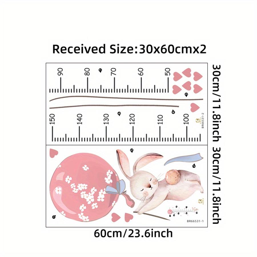 

Bunny Growth Chart Wall Decals with Measurement Ruler- Pastel Pink & Hearts Nursery Decor, Removable Self-Adhesive room stickers