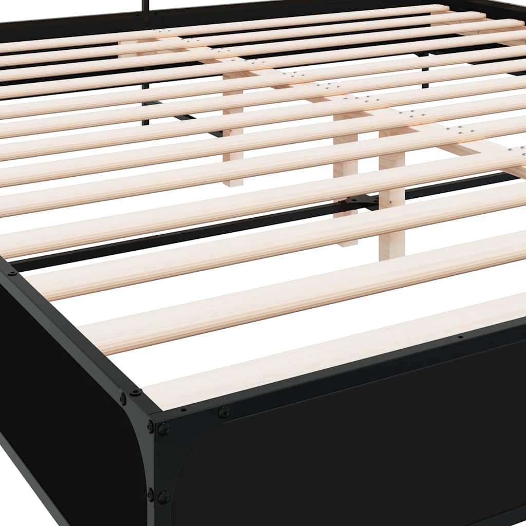 Bed Frame Black 200x200 cm Particleboard and Metal