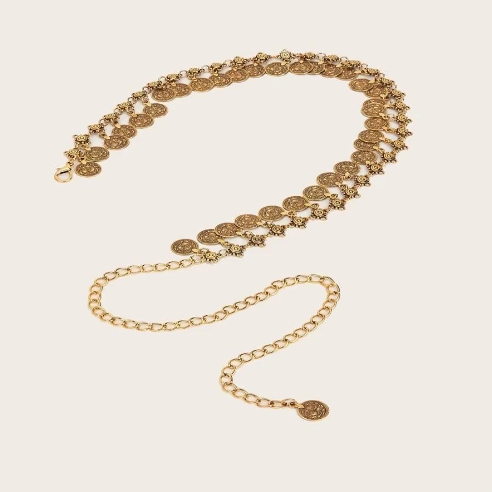 Gold/Silver Metal Belly Chain Shaking Coins Waist Belt Luxury Body Chain  for Women
