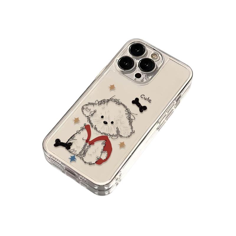 Red Puppy Backpack Clear Phone Case for Apple 13-16 Pro/Pro Max
