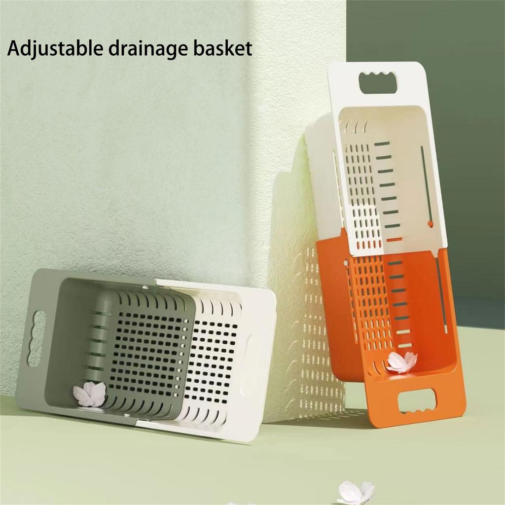 Extendable Drain Basket Adjustable Size For Kitchen Over Sink Space Saving Vegetable Strainer Food Grade PP Colander