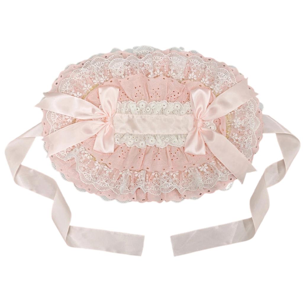 Elegant Straw Sun Hat For Women Garden Party Traditional Lace Bowknot Bonnet Hat for Theme Party Costume Accessories