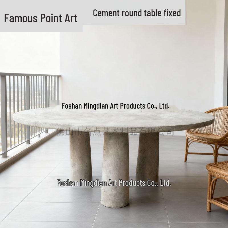 Wabi-Sabi Concrete Round Table - Industrial Style Designer UHPC Dining/Meeting Table