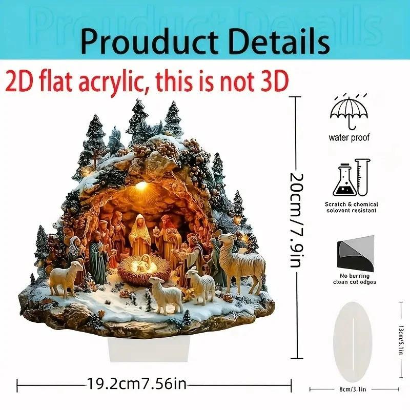 2D Elegant Acrylic Car Ornament Snowhouse & Reindeer Scene Home Office Ornaments Festive Warm Party Gift Photo Props