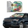 1Pcs Tropical Beach Pattern Windshield Sunshade UV Rays Heat Blocker Keeps Vehicle Cool Unique Design Fit Sedans SUVs Trucks RVs