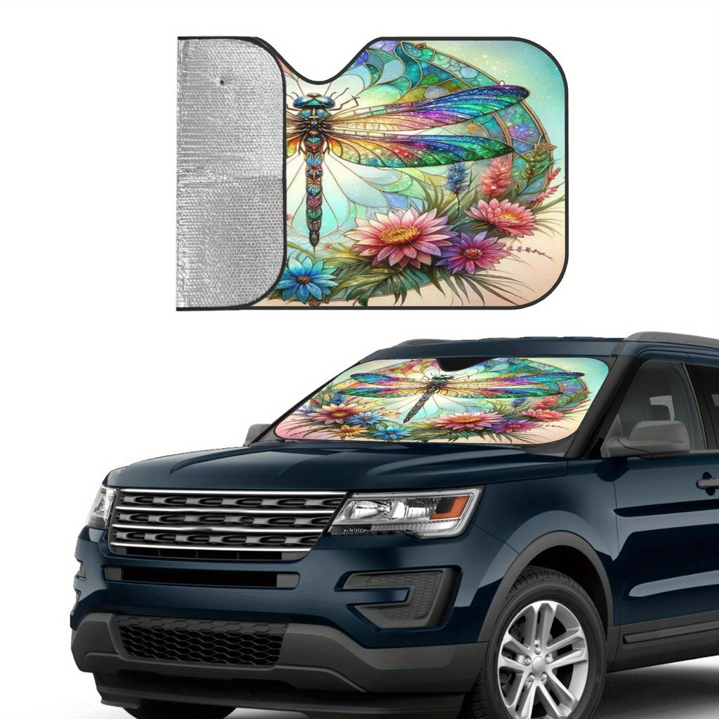 1Pcs Tropical Beach Pattern Windshield Sunshade UV Rays Heat Blocker Keeps Vehicle Cool Unique Design Fit Sedans SUVs Trucks RVs