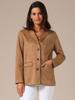 Allegra K Women's Faux Suede Blazer Jacket, Vintage Casual Button-Down Long Sleeve Blazer with Pockets, Brown, Size L