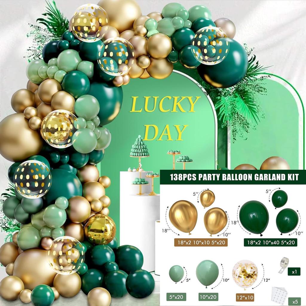 Jungle Green Birthday Arrangement Balloon Chain Package Festive Wreath Arch Party Decoration