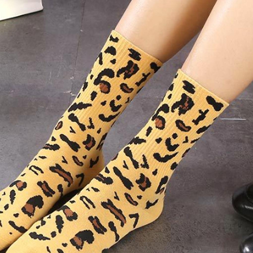 Autumn Winter Personality Female Socks Cotton Leopard Print Neutral Color Socks