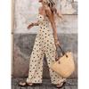 New Women's Polka Dot Sleeveless Strapless French Vacation Jumpsuits Casual Long Pants